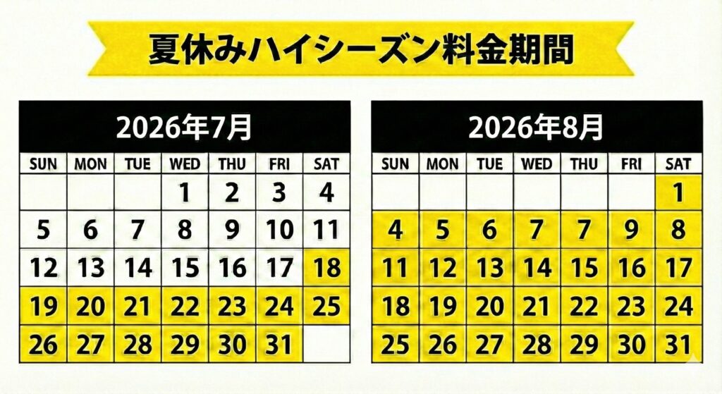 2026年夏休みハイシーズン料金

