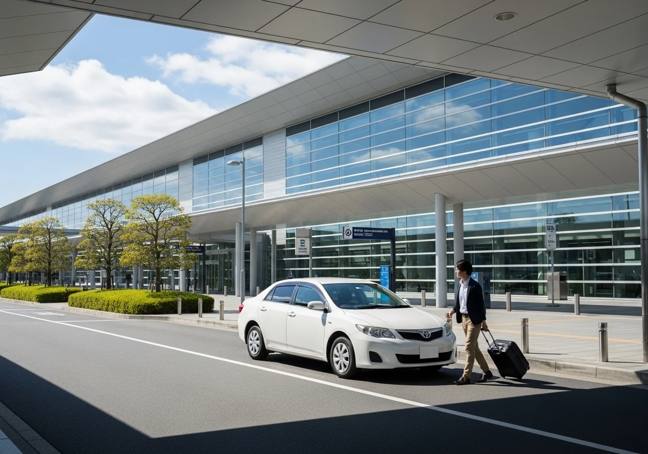 中部国際空港セントレアでマンスリーレンタカーを受け取る旅行者