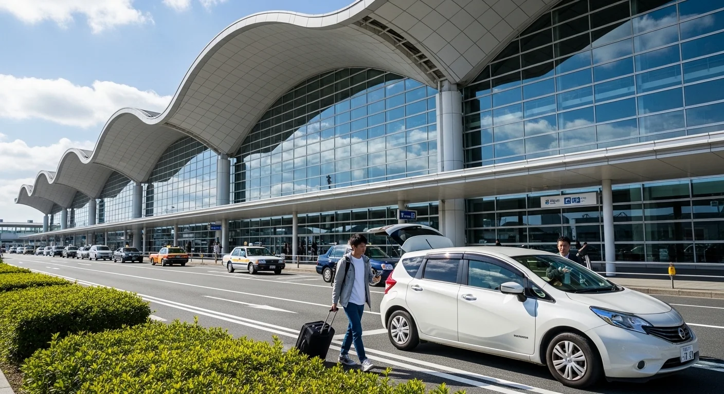 関西国際空港で一時帰国者がレンタカーを受け取る