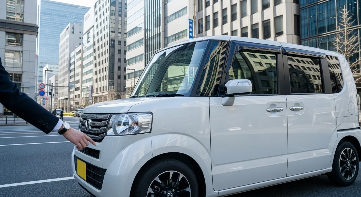 名古屋市内のオフィス街で営業車として使うマンスリーレンタカーの軽自動車