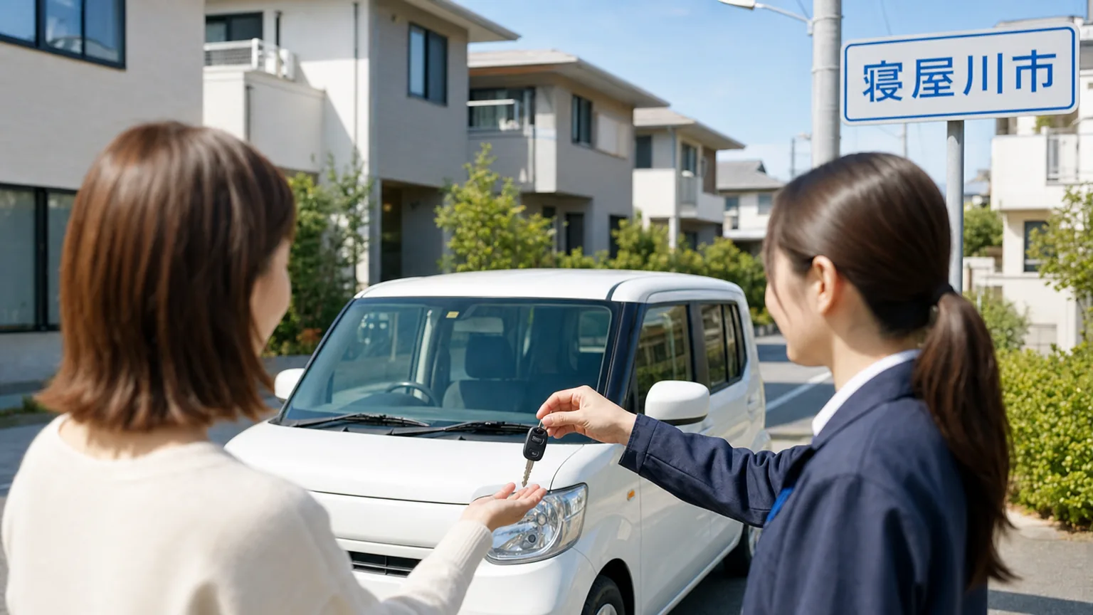 寝屋川市でマンスリーレンタカーを受け取るイメージ