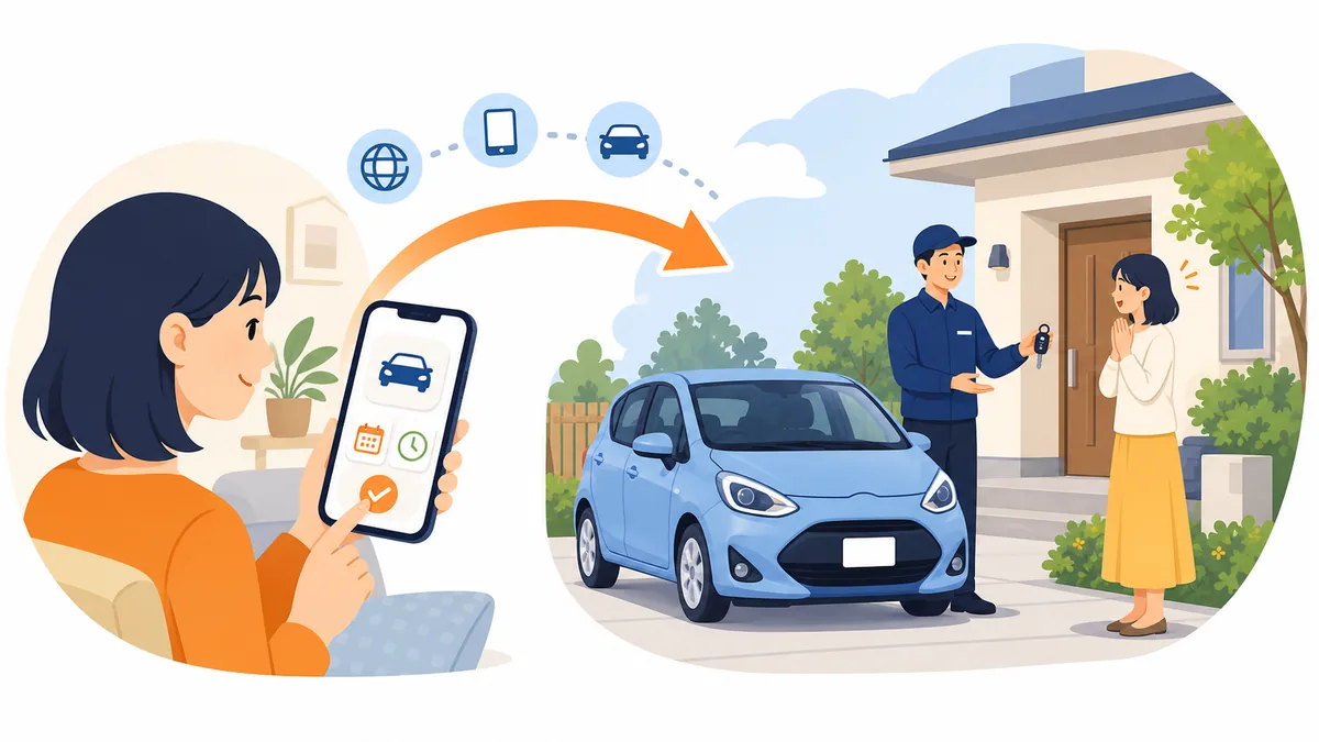 Web予約後に店舗を介さずスタッフが車を自宅へ届ける仕組み