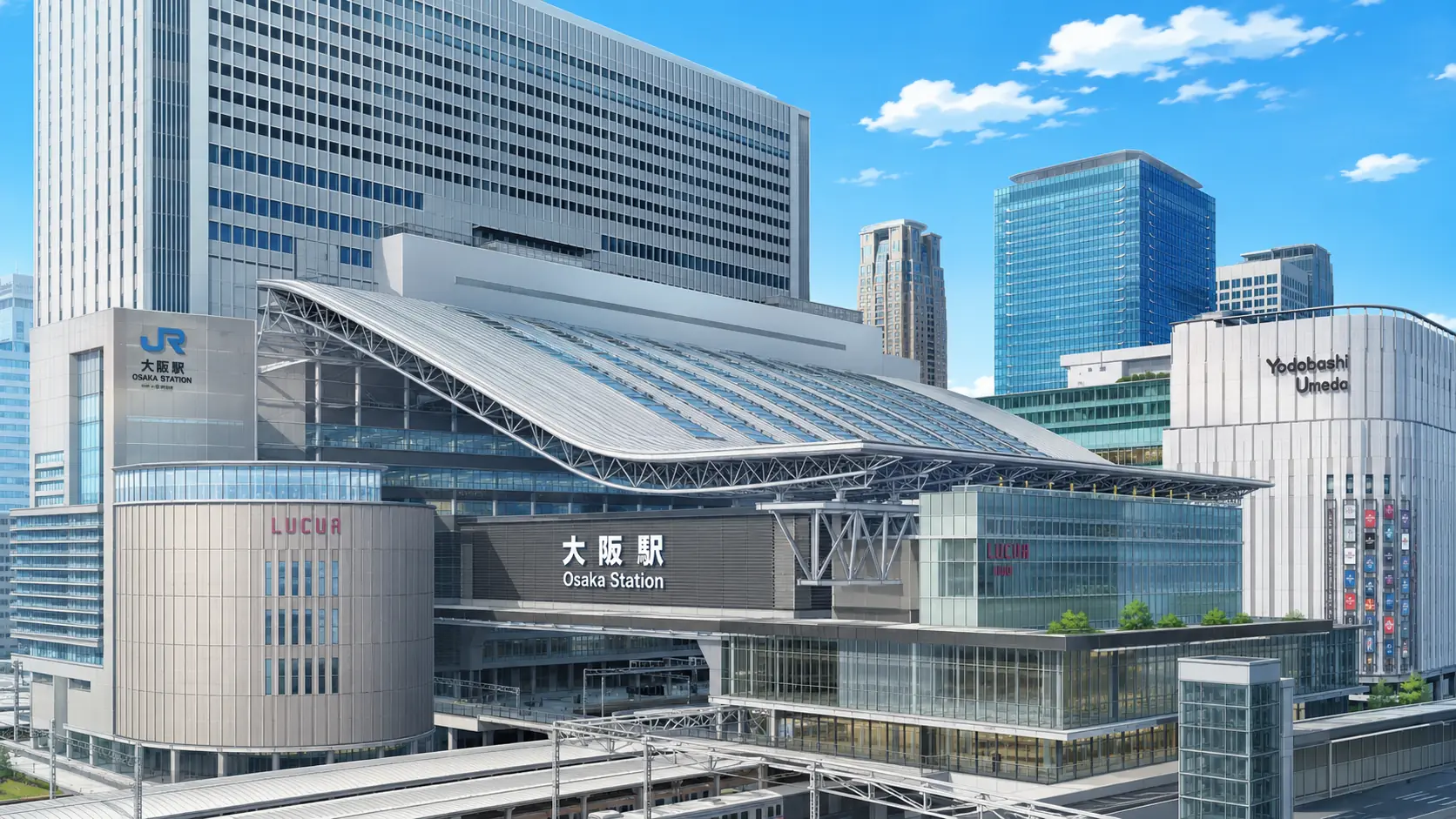 大阪駅・梅田エリアの駅舎と周辺ビル
