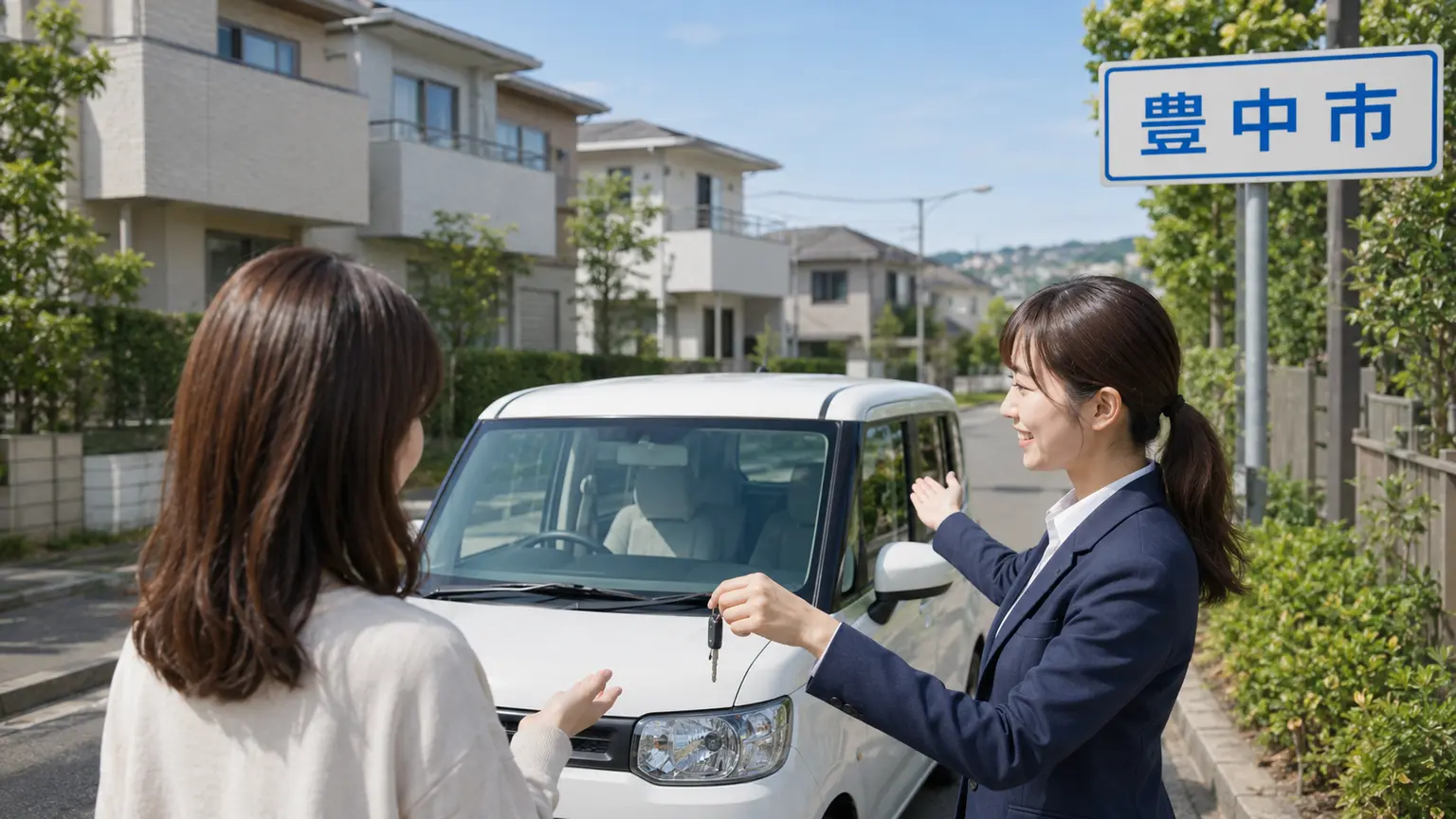 豊中市でのレンタカー宅配を表現したイメージ